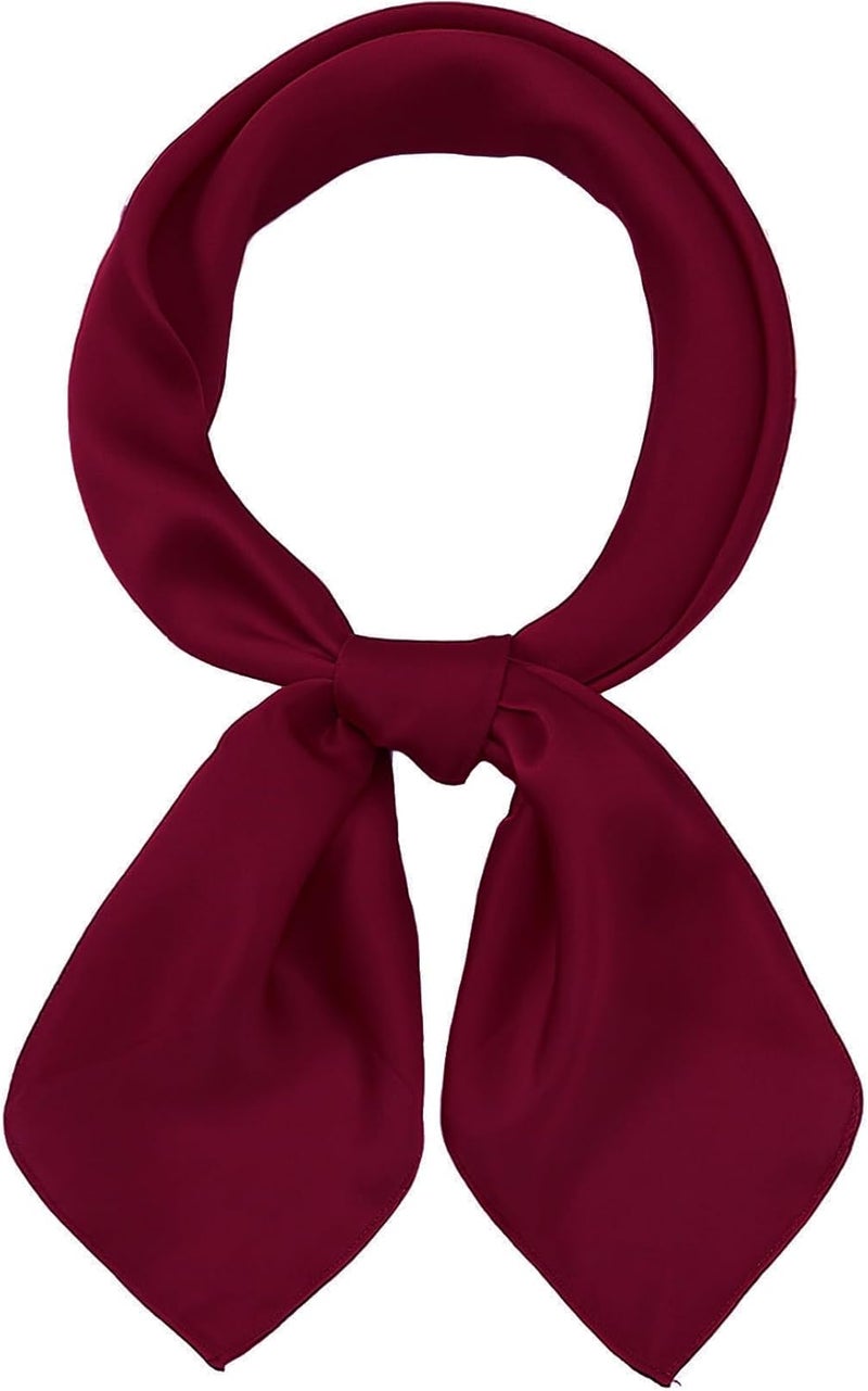 Chung Women's Square Satin Scarf 27.5" Bandanas Solid 50s Retro Neck Scarves Emulation Silk Handbag Hair Ribbons Necktie - Image 1